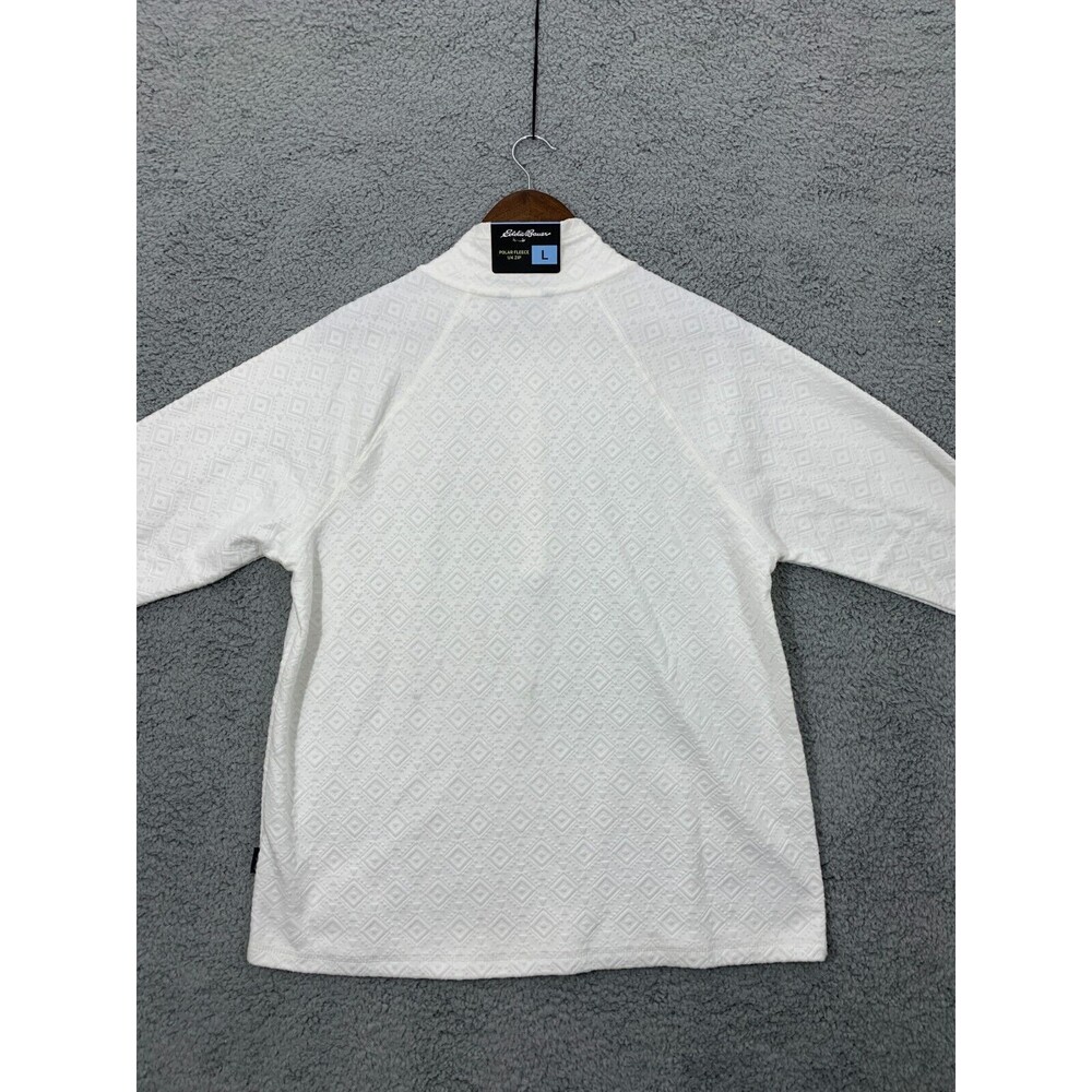 NWT EDDIE BAUER White Polar Fleece 1/4 Zip Long Sleeve Sweater Large $70 MSRP - Picture 6 of 11